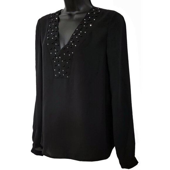 Black Sea Pearlized Women's Black LS Top - Picture 6 of 7